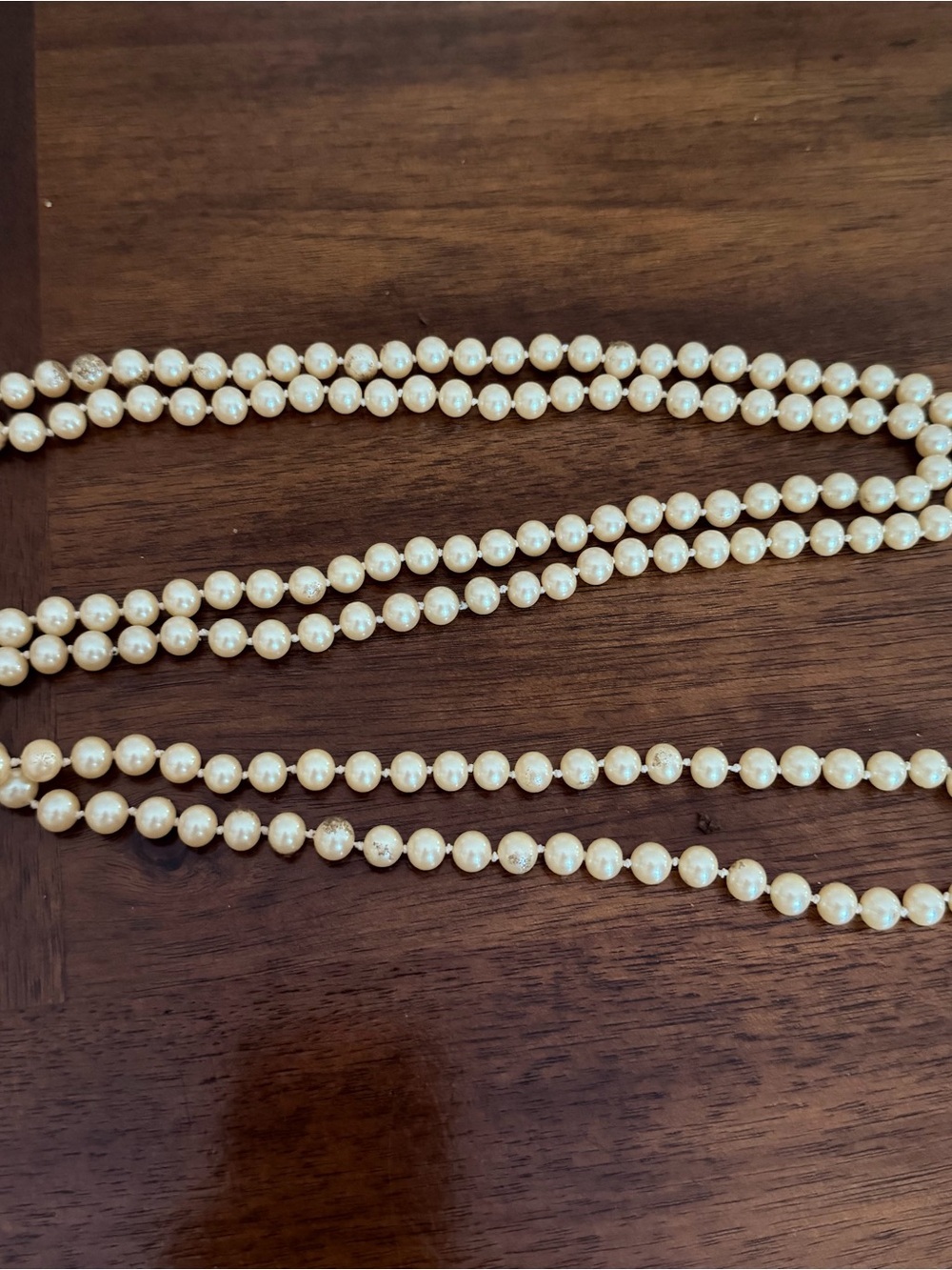 Vintage 56” Cream Faux Pearl Necklace Hand Knotted Fishhook Clasp Opera Length - Picture 8 of 9